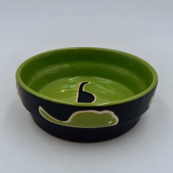 Ethical Pet Products Fresco Mouse Cat Ceramic Dish Bowl 5 Inch Green Black - Picture 2 of 6